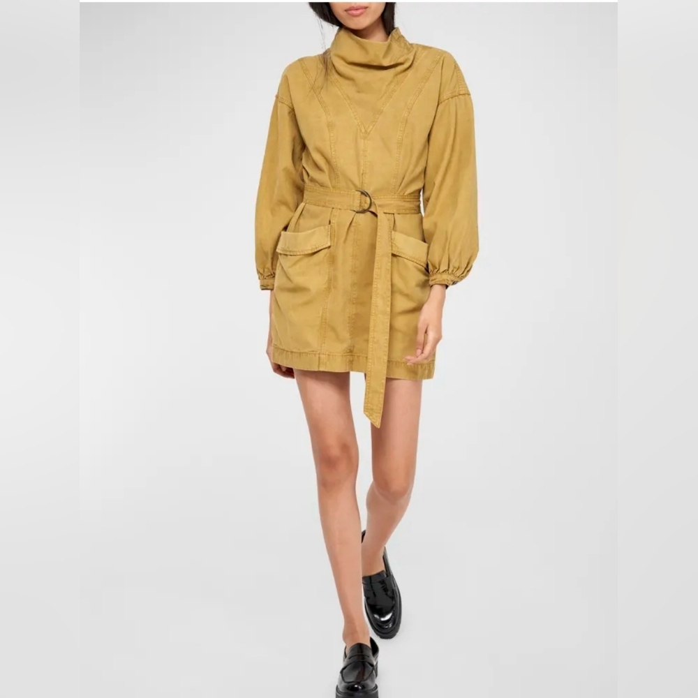 Joie Chantria Belted Cowl-Neck Utility Mini Dress Size Large ECRU OLIVE NEW! - Picture 11 of 11